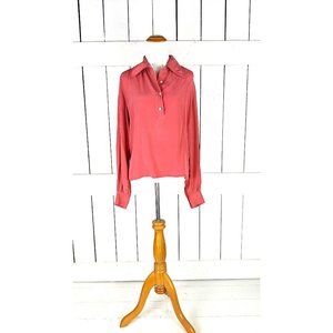 Vintage Saint Laurent Rive Gauche long sleeve collared silk shirt blouse top Par